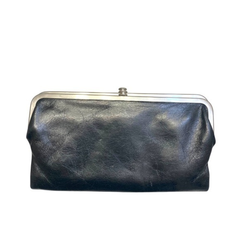 Hobo black leather clutch wallet